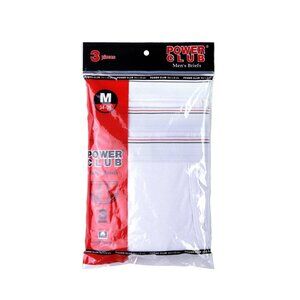 PACK OF 3 Men's Essentials Power Club 100% Cotton Solid White Bikini Briefs